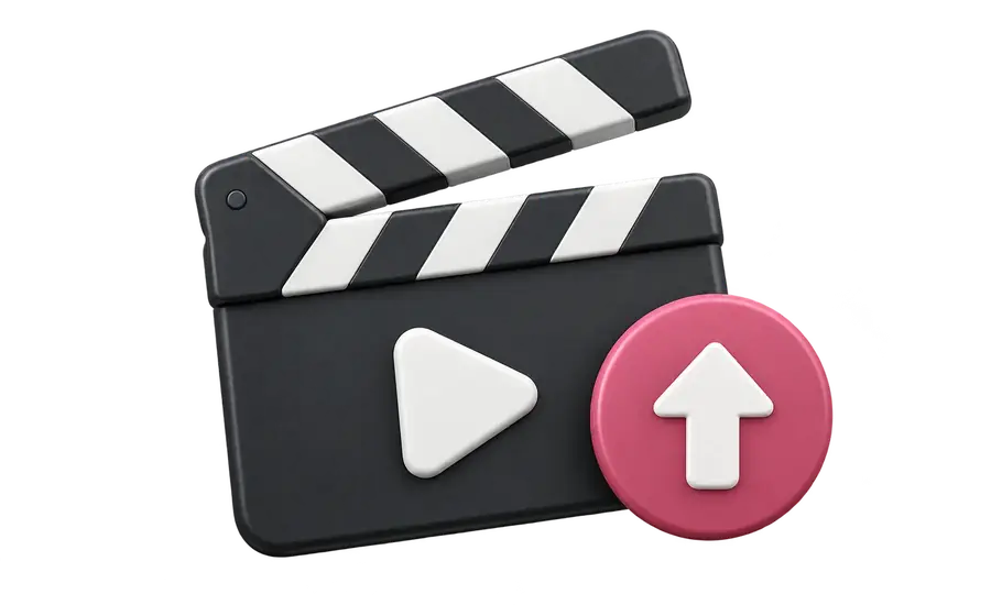Video clapperboard and upload icon